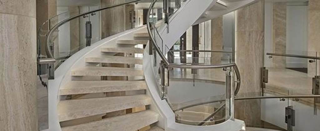 Color: Navona Cross Cut 
Project: Stair Treads, flooring, columns, Michigan